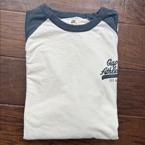 GAP Athletic Blue and Cream Raglan Long Sleeve Tee
